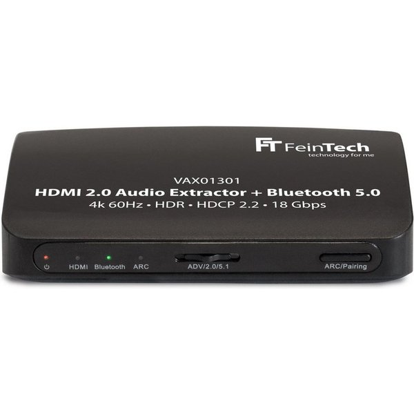 FeinTech VAX01301 HDMI Audio Extractor mit Bluetooth Sender Audio-Adapter HDMI zu Toslink, Cinch, Bluetooth, unterstützt HDMI-ARC