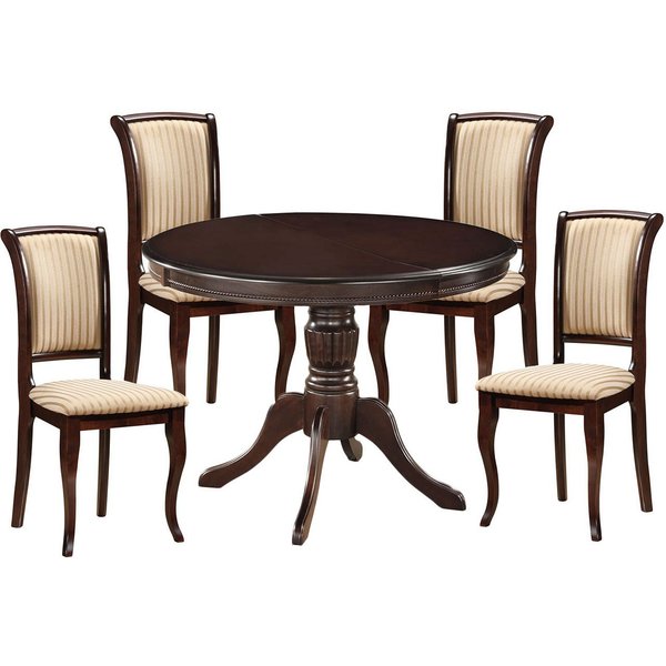 Feldmann-Wohnen Esszimmer-Set Olivia, (ausziehbar Tisch, mit 4 Sttühle, 5-St., moderner Landhausstil, Essgruppe mit Stühle), Esstisch mit 4 Stühle Nussbaum dunk