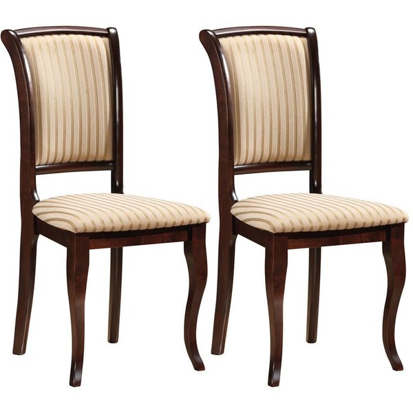 Feldmann-Wohnen Esszimmerstuhl Olivia (2 St), 2er Set Nussbaum dunkel / beige