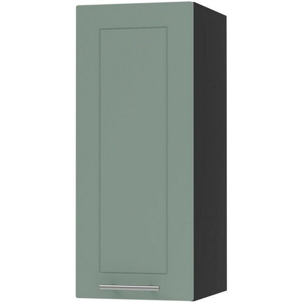Feldmann-Wohnen Klapphängeschrank Kvantum (W2/30, 1-türig, 2 Einlegeböden, 1-St., moderne Matt-Optik, dekorative Fräsungen, B/T/H 30x32,5x72cm) schwarz / mint m