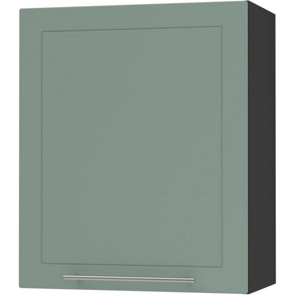 Feldmann-Wohnen Klapphängeschrank Kvantum (W2/60, 1-türig, 2 Einlegeböden, 1-St., moderne Matt-Optik, dekorative Fräsungen, B/T/H 60x32,5x72cm) schwarz / mint m