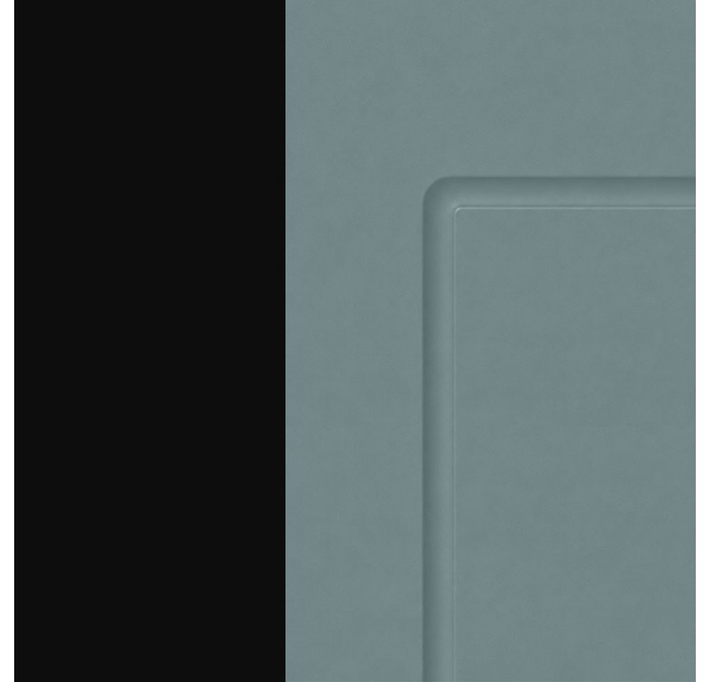 Feldmann-Wohnen Klapphängeschrank Kvantum (W2/60, 1-türig, 2 Einlegeböden, 1-St., moderne Matt-Optik, dekorative Fräsungen, B/T/H 60x32,5x72cm) schwarz / mint m – Bild 2 von 3