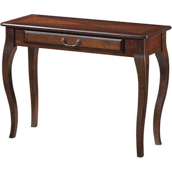 Feldmann-Wohnen Konsolentisch Padova D (rechteckige Tischplatte 104x40cm, mit Schublade, 1-St., klassische Optik, Tischbeine aus Massivholz), 104x40x75cm Nussba