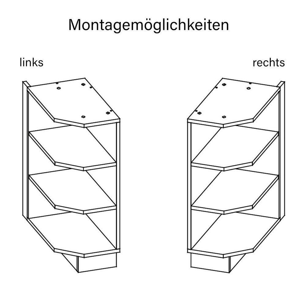 Feldmann-Wohnen Unterschrank D6/30 (D6/30, 3 Ablagefächer, 1-St., moderne Optik, wahlweise links oder rechts anstellbar) 30x65,5x82cm weiß – Bild 3 von 4