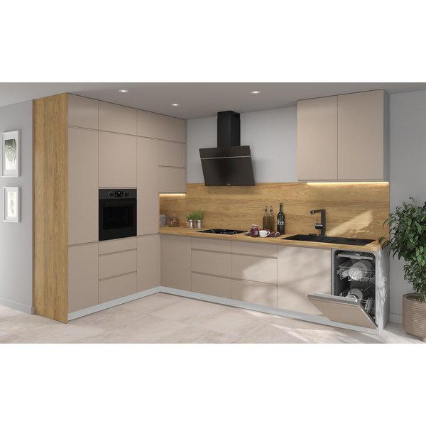 Feldmann-Wohnen Winkelküche Avellino, (Schubladen mit Teilauszug und Selbsteinzug (Blum Metabox), 330x200x243cm, L-Form, Korpus grau/ Front stone grey matt, 16-