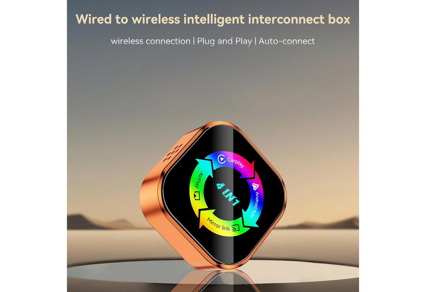 FELIXLEO 4in1 Wireless CarPlay Adapter Android Auto AirPlay Orange. Wireless Lautsprecher – Bild 5 von 5