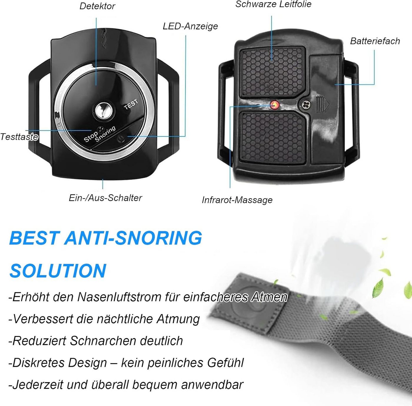 FELIXLEO Anti Schnarch Armband mit Biosensor (Schwarz) Smartwatch, 1-tlg. – Bild 3 von 5