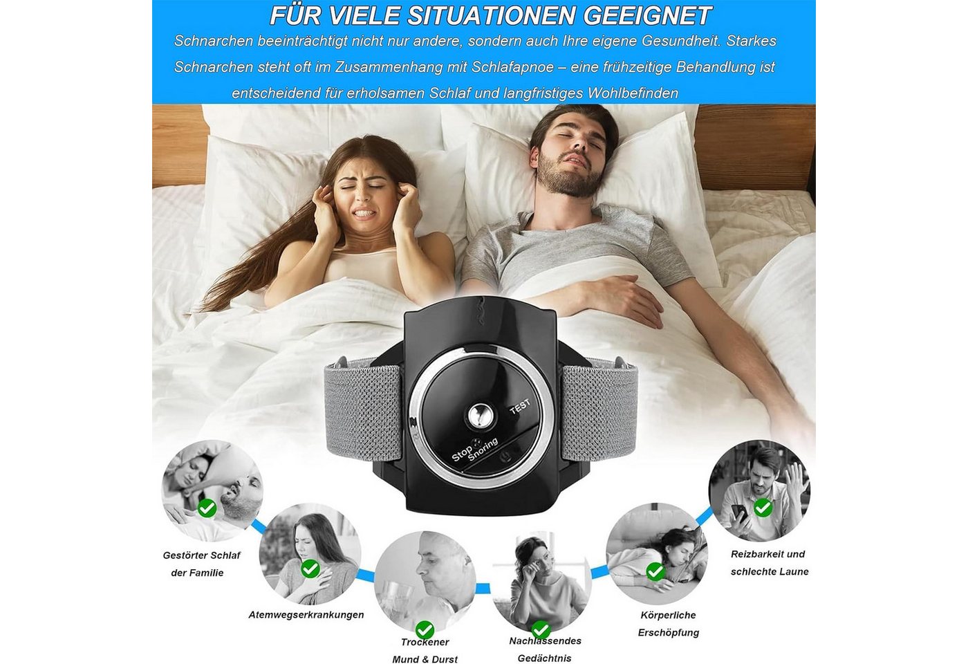 FELIXLEO Anti Schnarch Armband mit Biosensor (Schwarz) Smartwatch, 1-tlg. – Bild 5 von 5