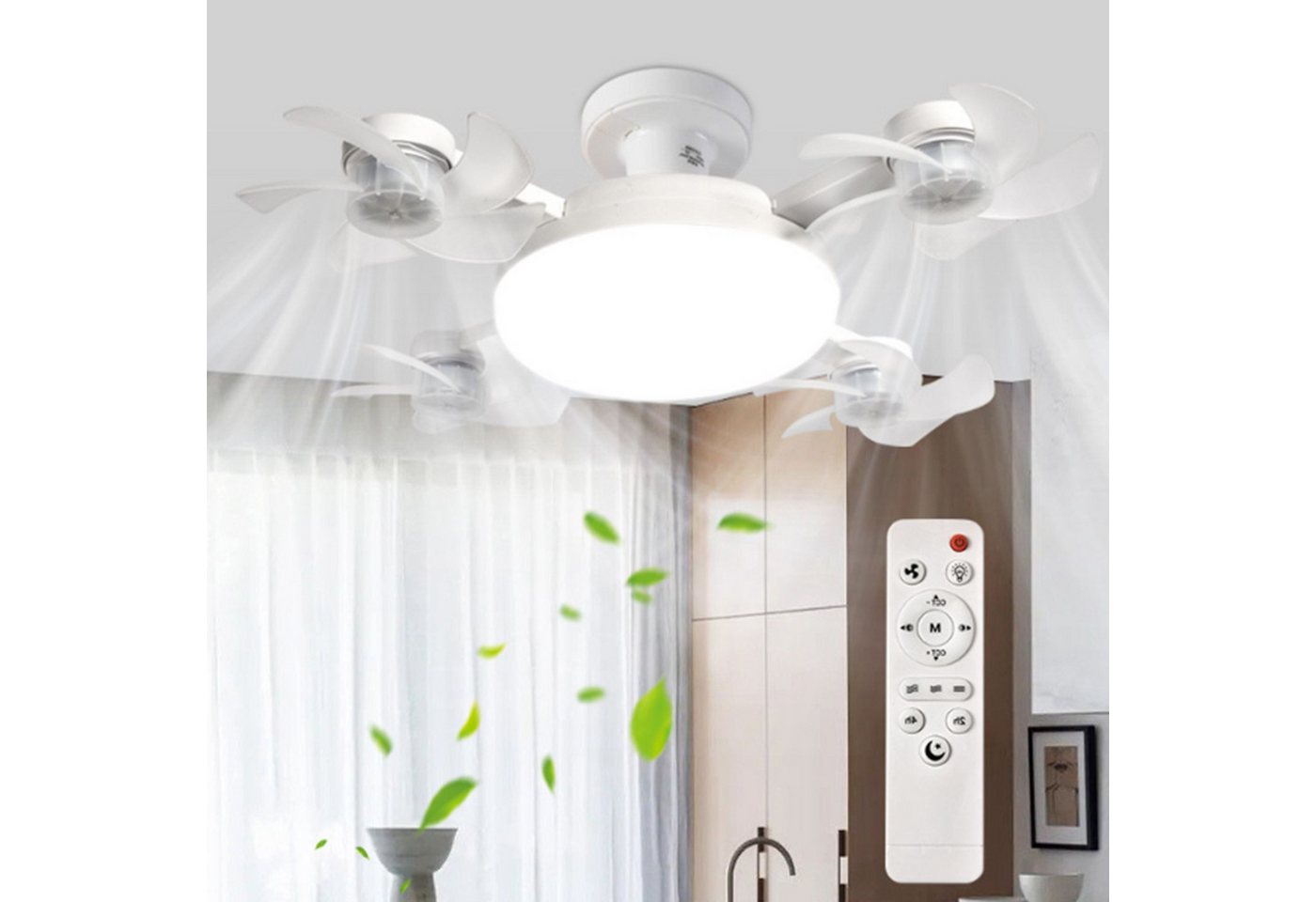 FELIXLEO Außen-Deckenleuchte Deckenventilator mit LED Licht Fernbedienung leise faltbar 60W – Bild 5 von 5