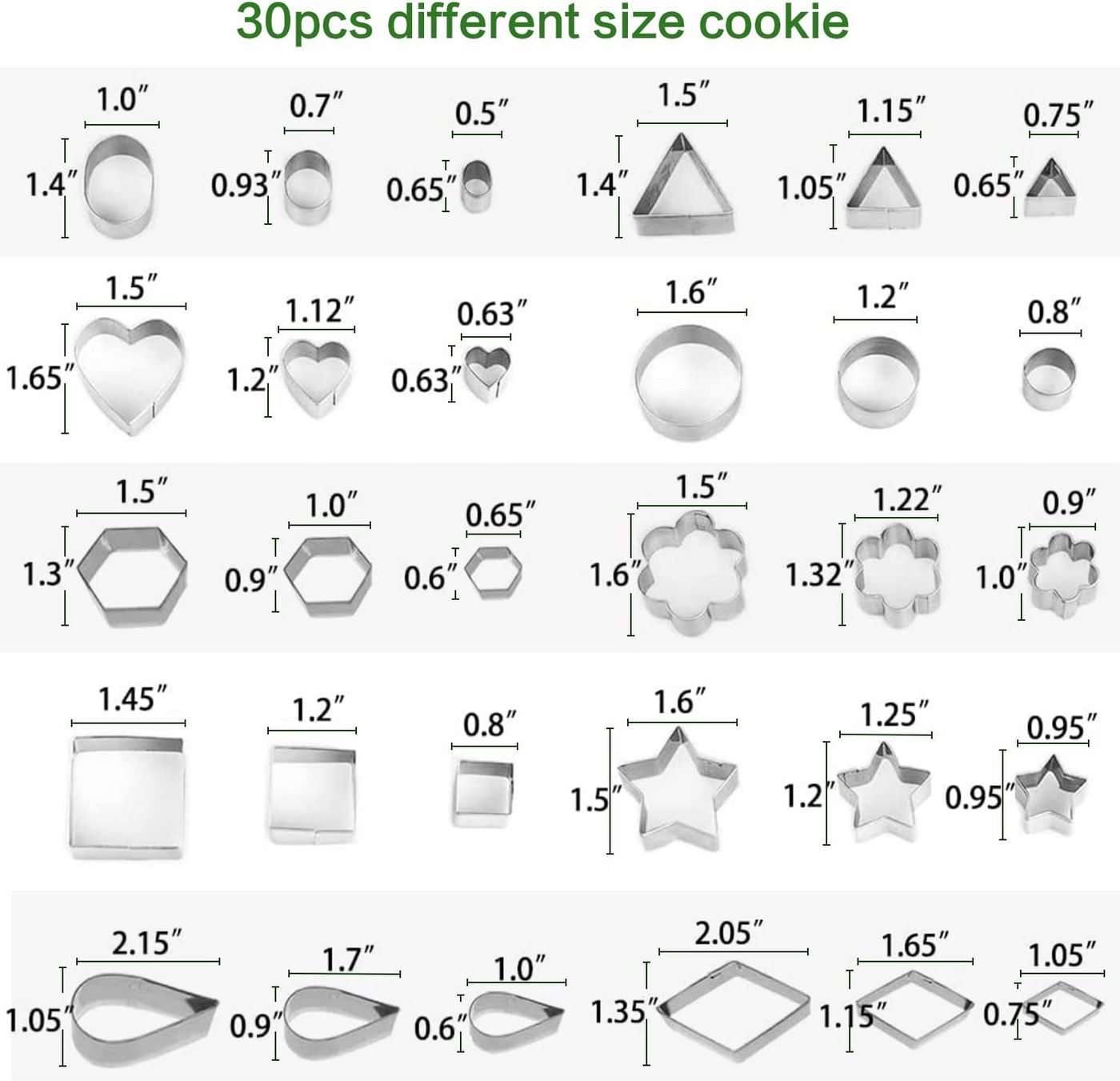 FELIXLEO Ausstechform Plätzchen Ausstecher Set 30tlg Edelstahl Mini Weihnachten, (1-St) – Bild 2 von 5