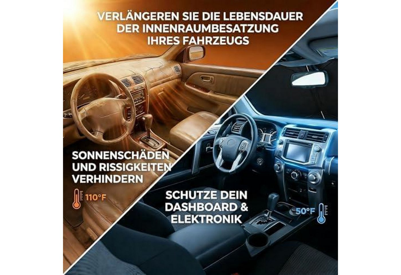 FELIXLEO Autosonnenschutz Auto Sonnenschutz Frontscheibe 163x82cm Hitzeschutz Abdeckung – Bild 2 von 5