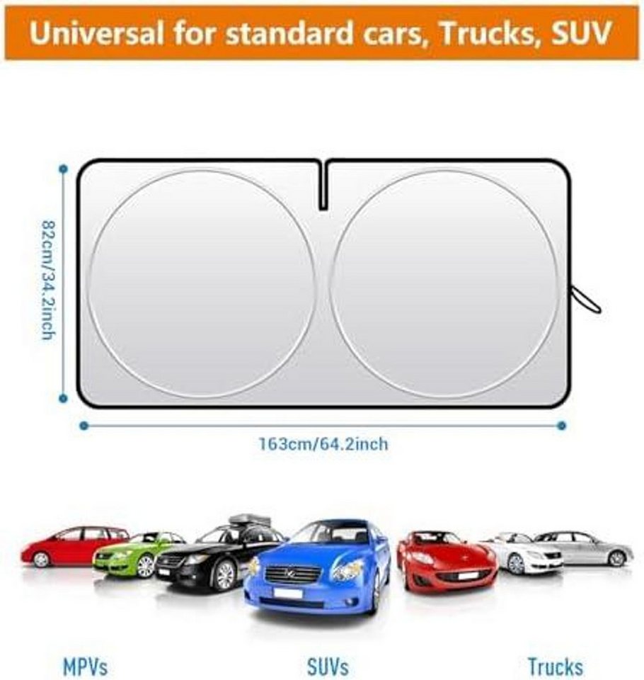 FELIXLEO Autosonnenschutz Auto Sonnenschutz Frontscheibe 163x82cm Hitzeschutz Abdeckung – Bild 4 von 5