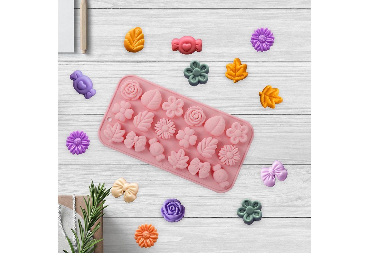FELIXLEO Backform Silikonform Blumen Seife Pralinen Kerzen DIY 3D 2 Stück, (1-tlg) – Bild 4 von 5