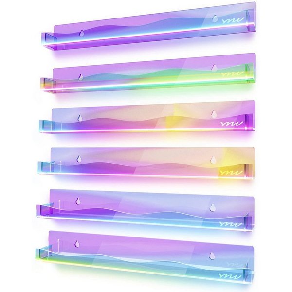FELIXLEO Bücherregal Wandregal aus Acryl in Regenbogenfarben 15 Zoll