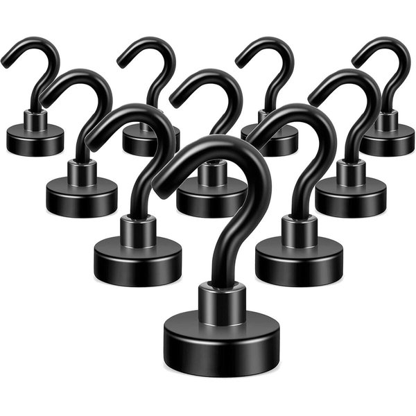 FELIXLEO Drapierhaken Magnethaken Schwarz, 10kg Extra Starke Magnetische Haken für Camping, (10-St)