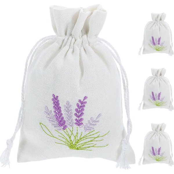 FELIXLEO Duftbeutel Lavendel Duftsäckchen 4 Stück Canvas Bestickt Kordelzug Badezimmer, 1-tlg.