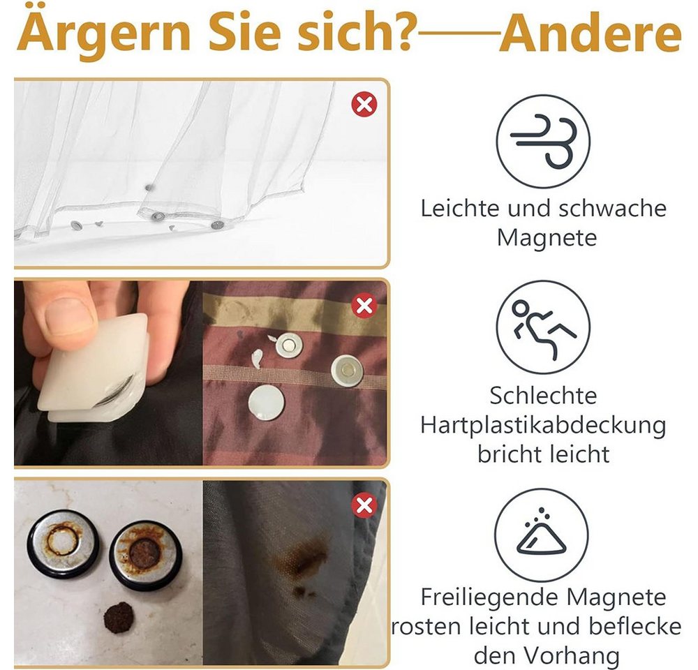 FELIXLEO Duschrollo Duschvorhang-Gewichte silikonbeschichtete Starke Duschvorhang-Magnete (3-tlg) – Bild 5 von 5