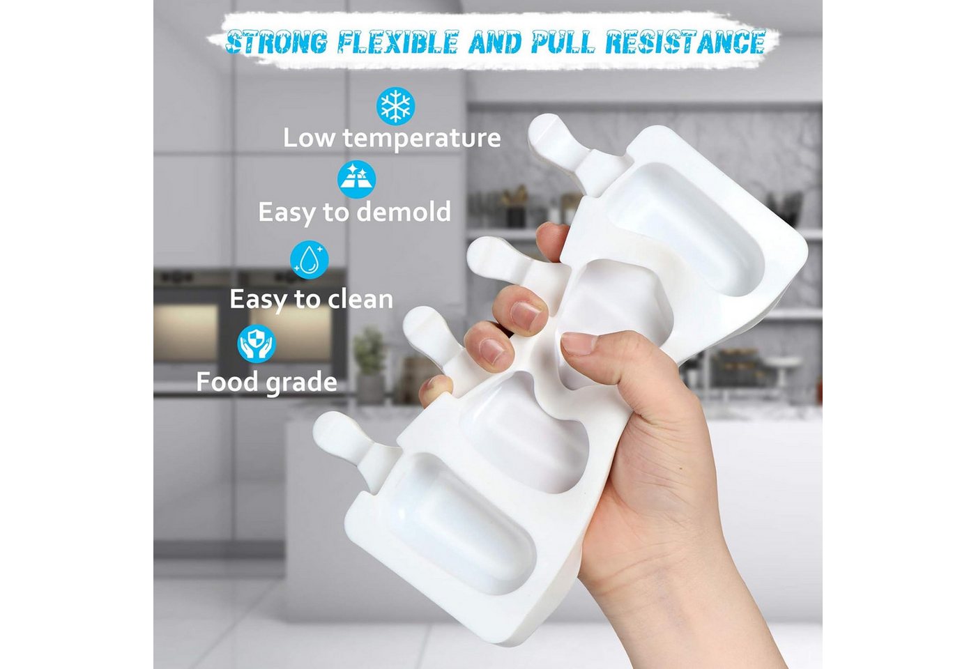 FELIXLEO Eisform Stieleisformen, Silikon, Cake Pop & Eis am Stiel Backform Set., (2-tlg) – Bild 3 von 5