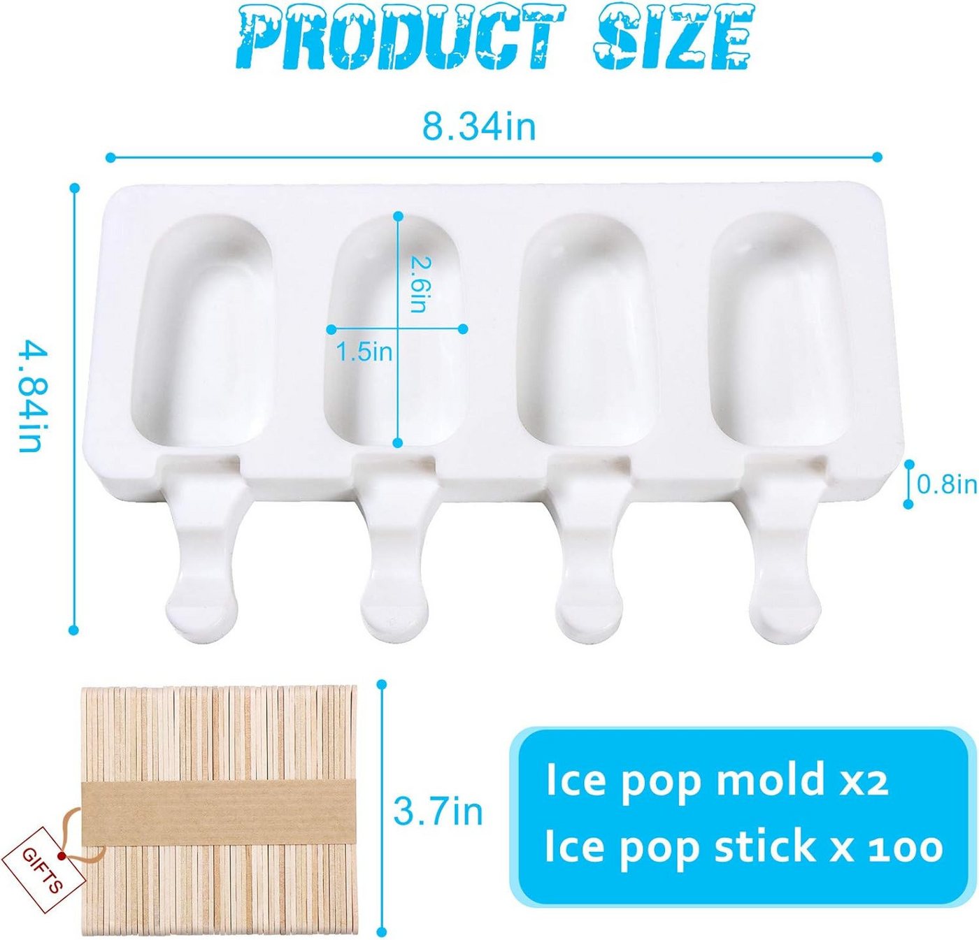 FELIXLEO Eisform Stieleisformen, Silikon, Cake Pop & Eis am Stiel Backform Set., (2-tlg) – Bild 4 von 5