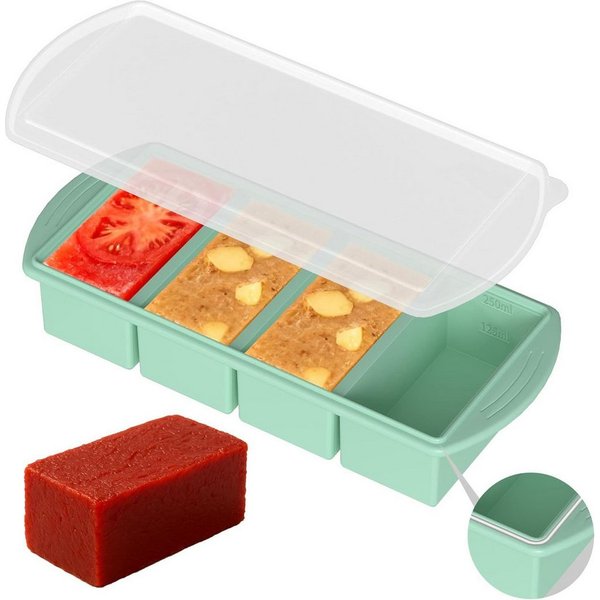FELIXLEO Eiswürfelform Silikon Gefrierform mit Deckel für Suppe Meal Prep Mint, (2-tlg)