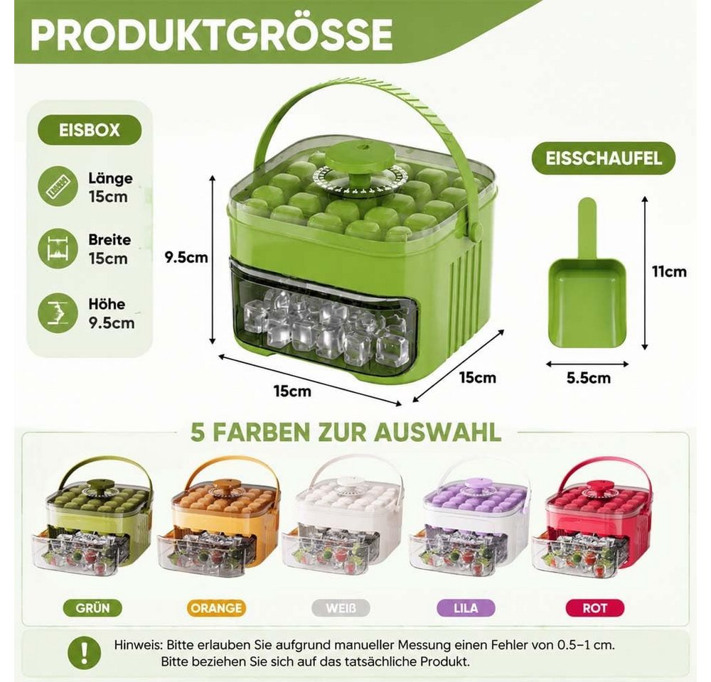 FELIXLEO Eiswürfelmaschine Eiswürfelbereiter mit Deckel Eiswürfelmaschine mit Presstyp Box – Bild 2 von 5