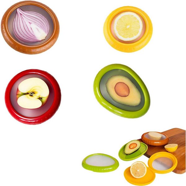 FELIXLEO Frischhaltedeckel 4 Stück Silikon Frischhaltebehälter Obst Gemüse Aufbewahrung, (1-tlg)