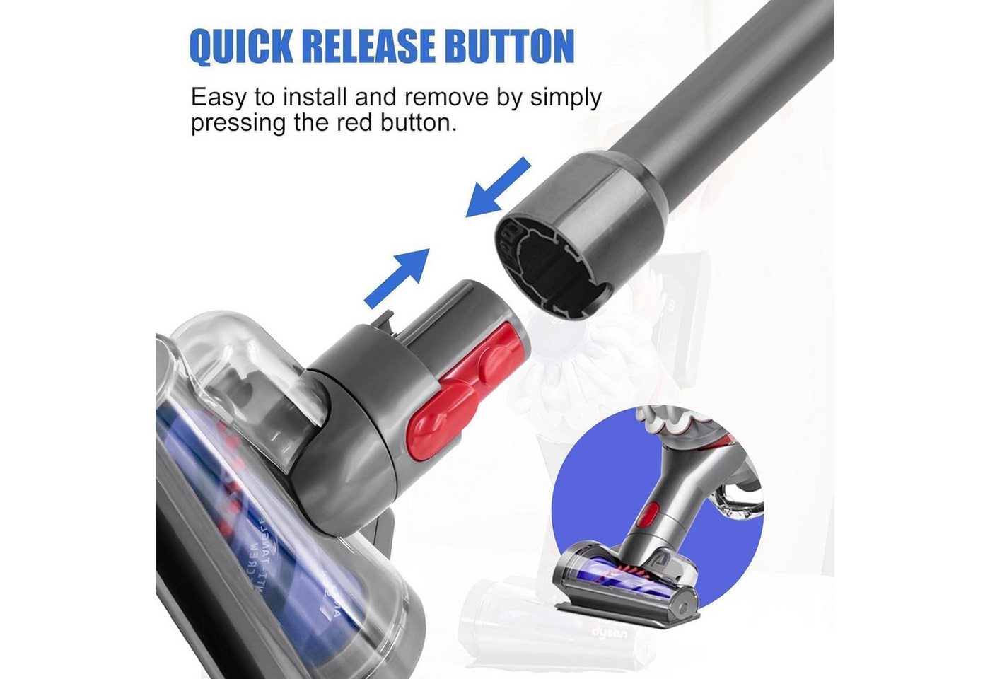FELIXLEO Gardinenbefestigungen Ersatzteile Mini Elektrobürste für Dyson V15 V11 V10 V8 V7 Anti-Verwicklungs Düs, (1-St) – Bild 5 von 5