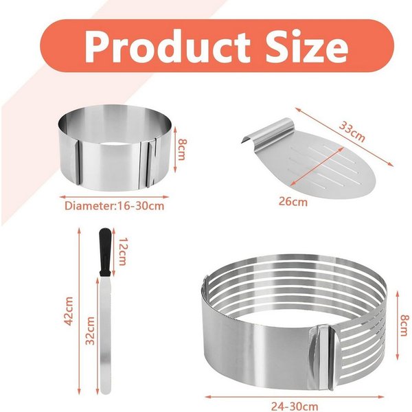 FELIXLEO Gemüseschneider 5tlg Tortenring verstellbar Set hoch 8cm