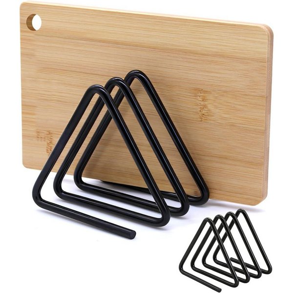 FELIXLEO Geschirrständer Schneidebrett Halter Schwarz Mit 4 Fächern Küchen Organizer