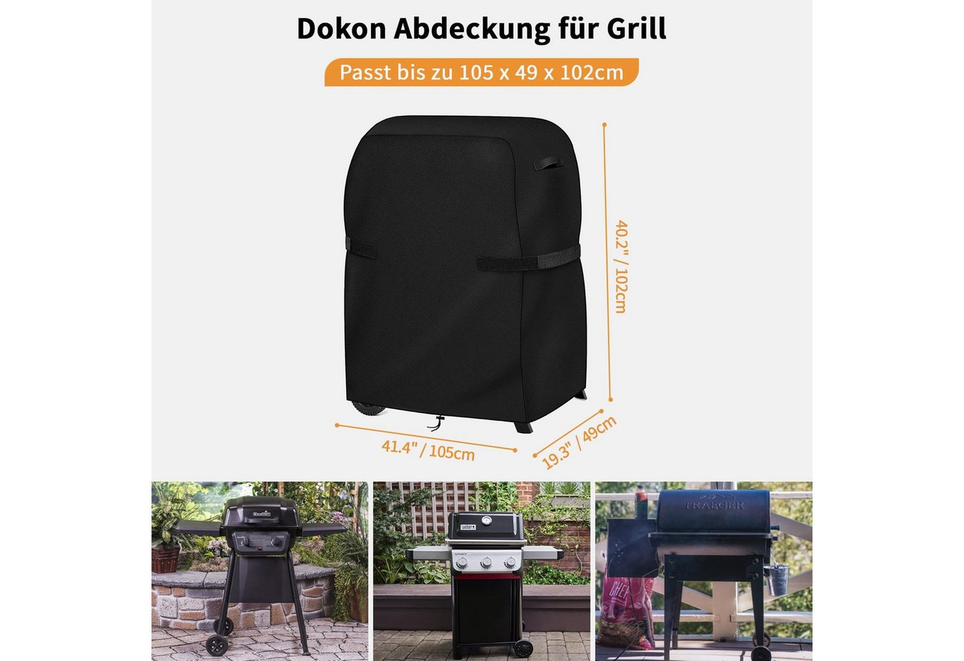 FELIXLEO Grillabdeckhaube Grillabdeckung wasserdicht wetterfest Staubschutz Oxford Stoff – Bild 2 von 5
