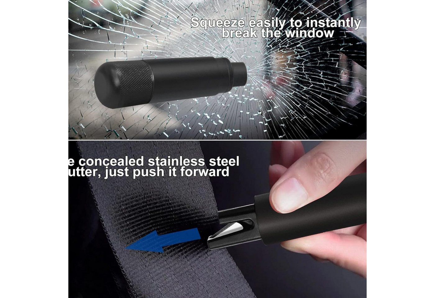 FELIXLEO Hammer Auto Sicherheitshammer 2in1 mit Gurtschneider Notfall Werkzeug (4-St) – Bild 3 von 5