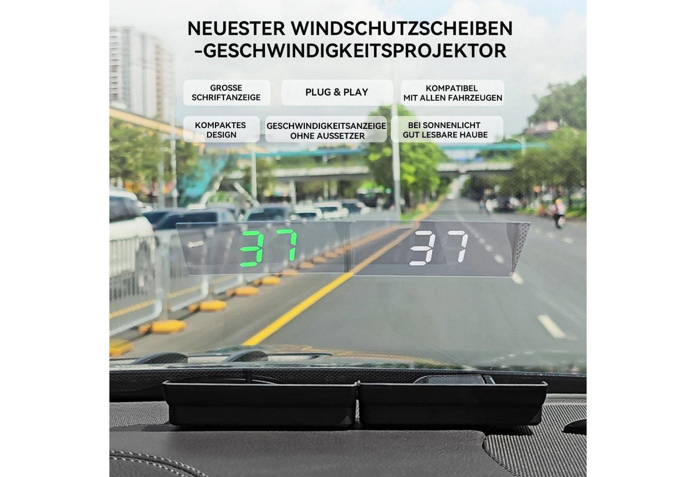 FELIXLEO Head Up Display Head Up Display GPS Tacho digital für Auto Motorrad Plug & Play – Bild 3 von 5