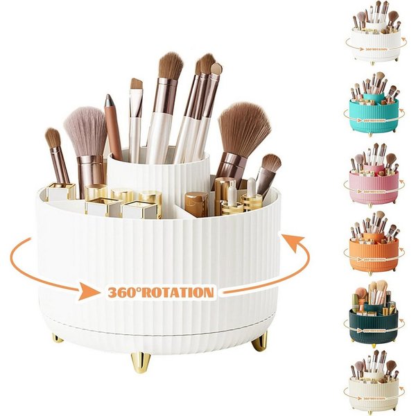 FELIXLEO Küchenorganizer-Set 360° Make up Organizer Pinselhalter 5 Fächer Kosmetik Aufbew. Weiß, (1-tlg)