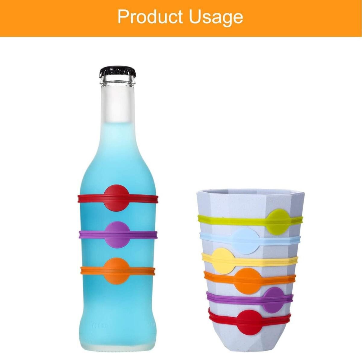 FELIXLEO Küchenorganizer-Set Glasmarkierer Silikon Wiederverwendbar Bunt Weinglas Marker, (24-tlg) – Bild 3 von 5