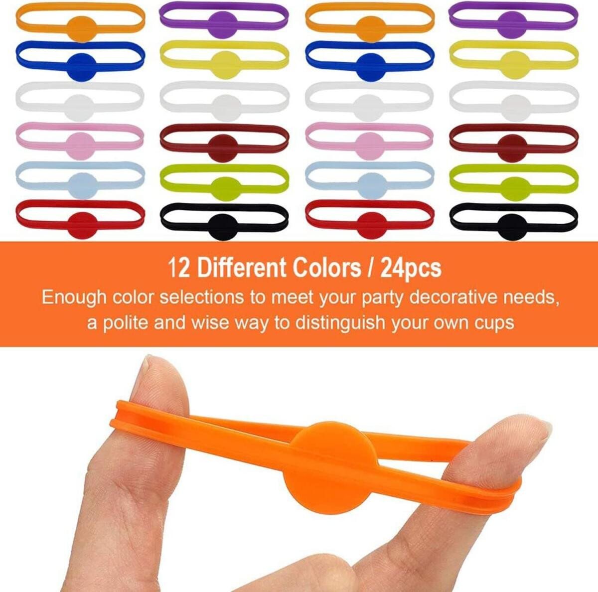 FELIXLEO Küchenorganizer-Set Glasmarkierer Silikon Wiederverwendbar Bunt Weinglas Marker, (24-tlg) – Bild 5 von 5