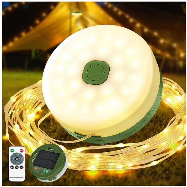 FELIXLEO LED-Lichterkette Camping Lichterkette Solar LED 10M USB 3000mAh wasserdicht 8 Modi