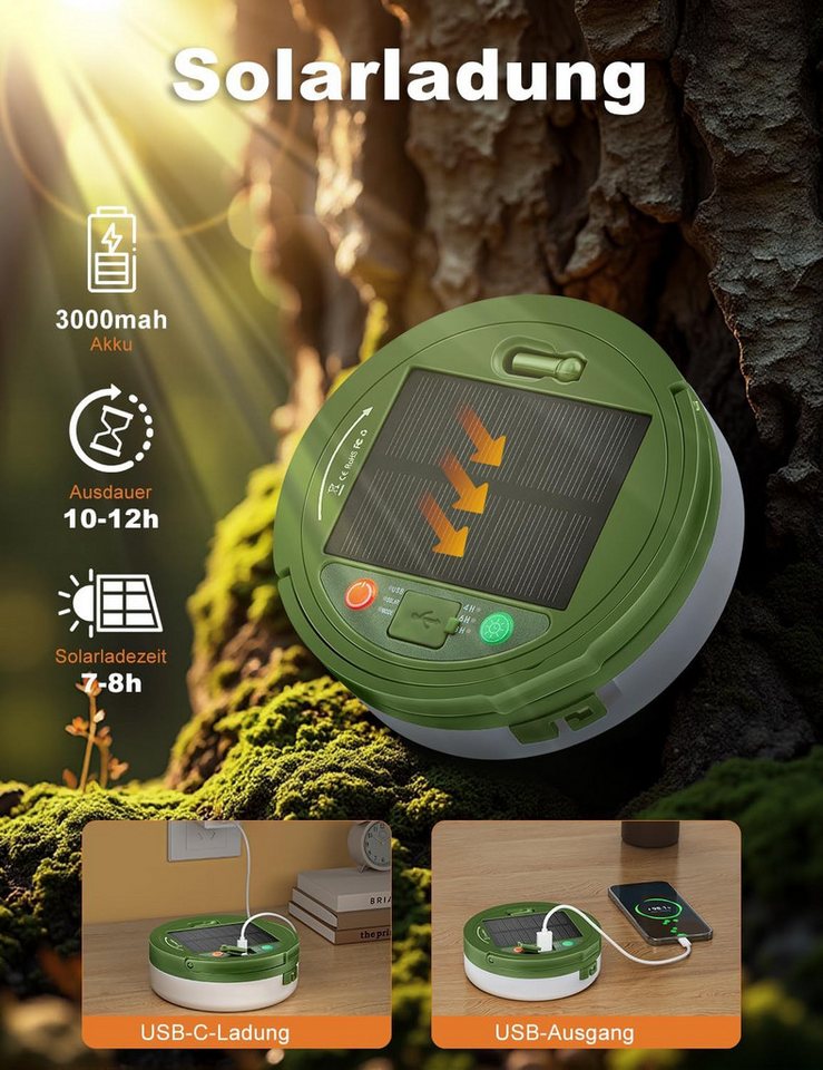 FELIXLEO LED-Lichterkette Camping Lichterkette Solar LED 10M USB 3000mAh wasserdicht 8 Modi – Bild 3 von 5