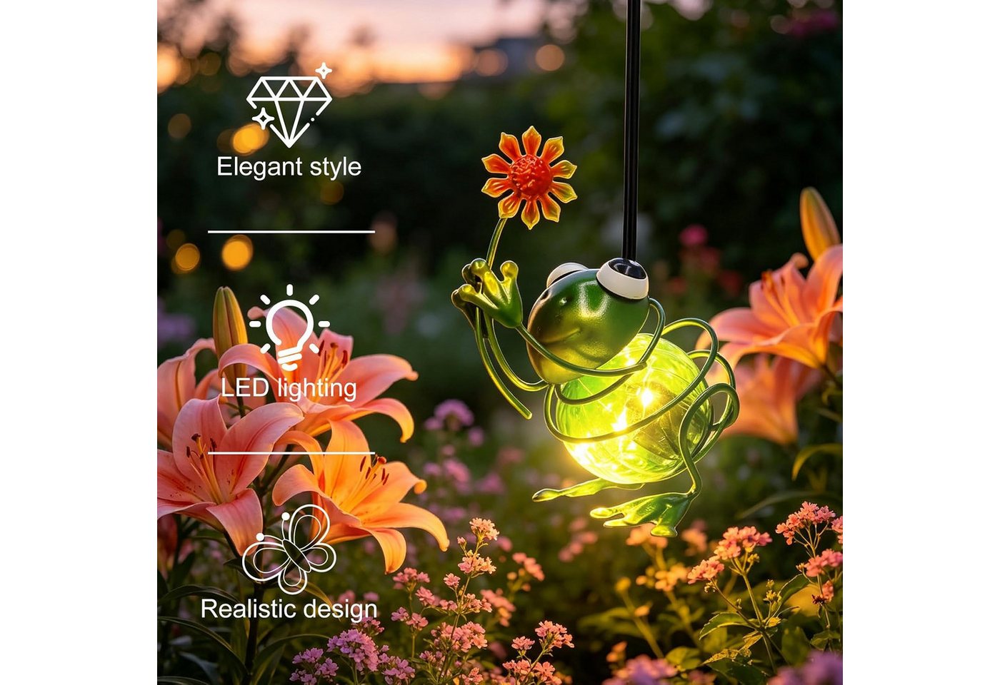 FELIXLEO LED Solarleuchte Solar Schmetterlinge Außen Solar Deko Garten Hängend Wetterfest LED – Bild 4 von 5