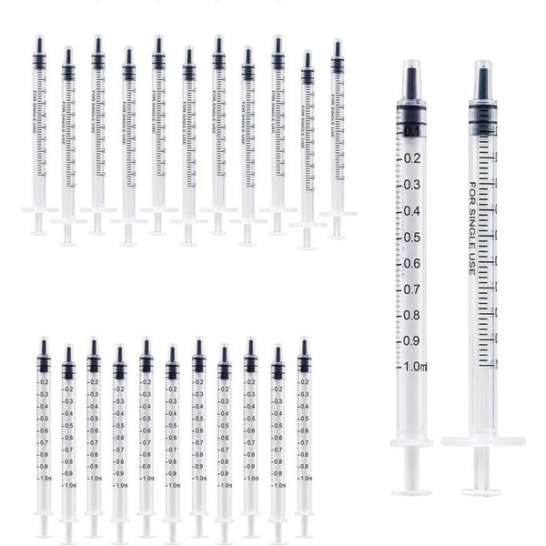 FELIXLEO Lernspielzeug 1ml Spritzen Kunststoff mit Kappe Dosierspritze (48-St)
