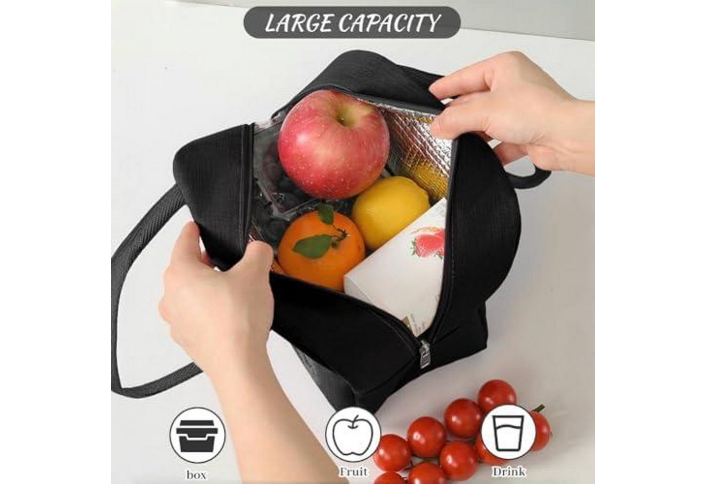 FELIXLEO Lunchbox Kühltasche Klein 5.5L, Faltbar, Folienfutter, Lunchbox Tasche Set, (1-tlg) – Bild 4 von 5
