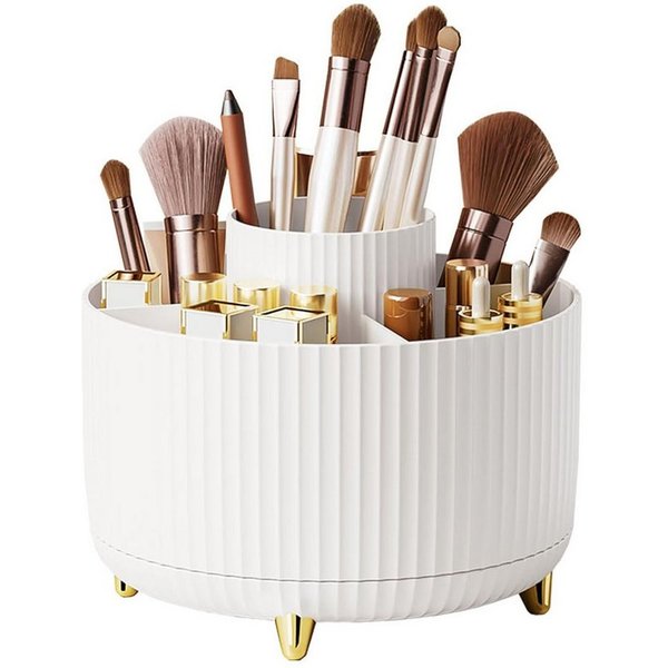 FELIXLEO Make-Up Organizer 360 Drehbarer Make up Organizer 5 Fächer für Schminktisch Weiß, 1-tlg.