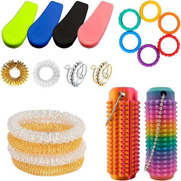 FELIXLEO Massageball 20 Stück Anti Stress Set mit Akupressur Ringen und Bällen, 20-tlg.