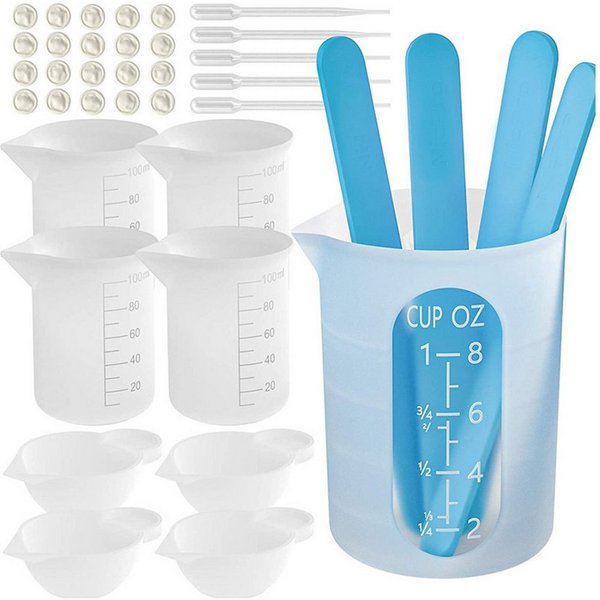 FELIXLEO Messbecher Silikon Messbecher Set 250 ml 100 ml mit Zubehör Epoxidharz, (1-St)