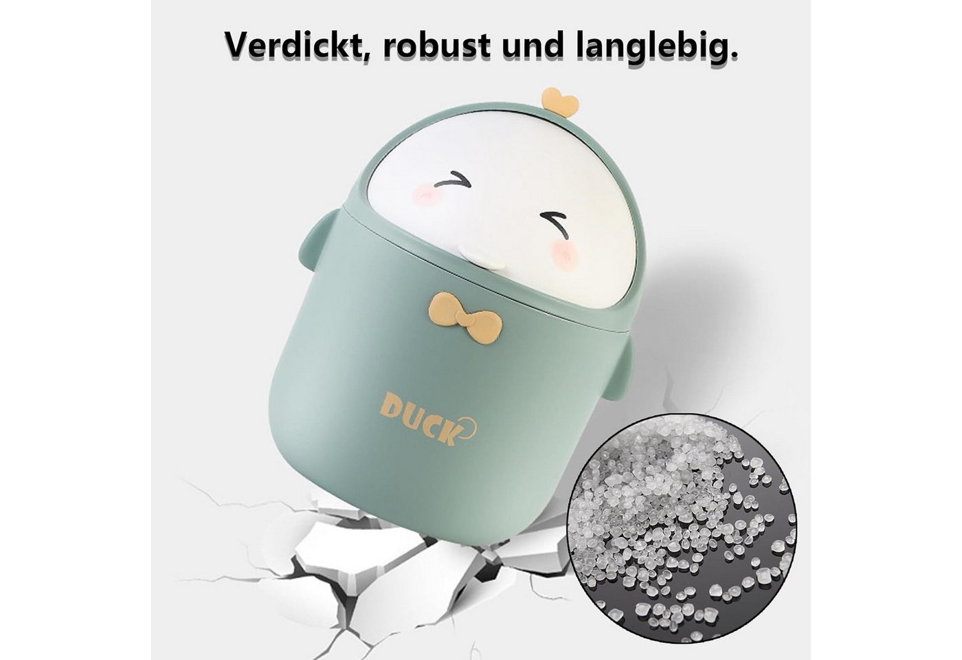FELIXLEO Mülltrennsystem Tisch Mülleimer mit Deckel Mini Cartoon Büro Zuhause Grün – Bild 5 von 5