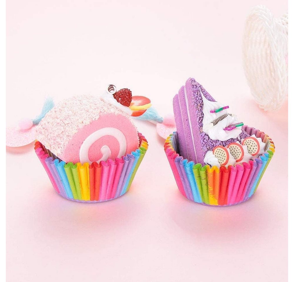 FELIXLEO Muffinform Muffinförmchen Papier Cupcake Wrapper Regenbogen, (200-tlg) – Bild 3 von 5