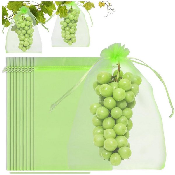 FELIXLEO Pflanzenschutzdach 100er Traubenschutzbeutel 20x30cm, Organza Obstnetze mit Zugband