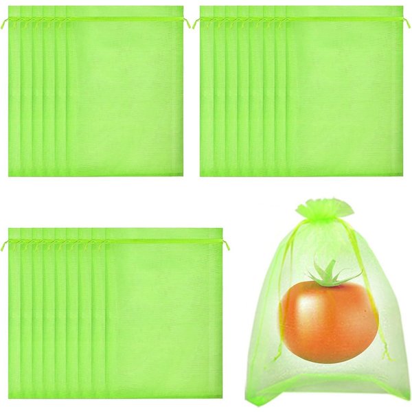 FELIXLEO Pflanzenschutzdach 50er Traubenschutzbeutel 10x15cm, Organza Obstnetz mit Zugband