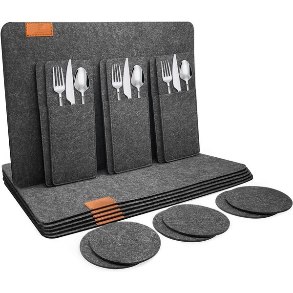 FELIXLEO Platzset Tischsets Abwaschbar Rutschfest Platzsets aus Filz 18er Set, 41x30cm, (1-St)