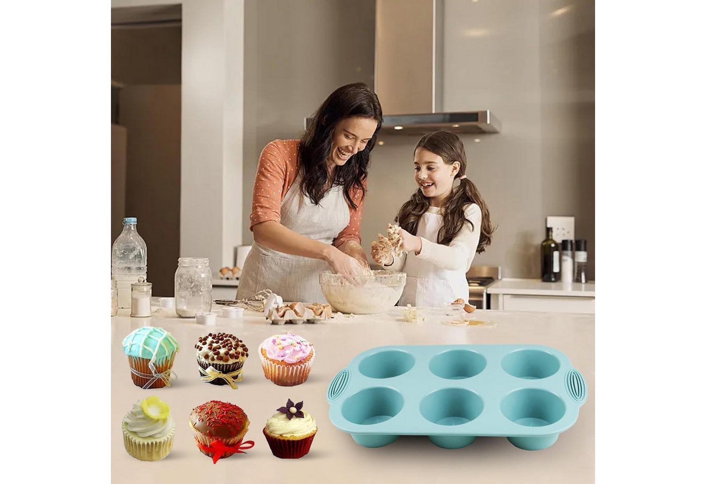 FELIXLEO Silikonform 3 Stück Silikon Muffinblech Muffinform Cupcake Backform, (1-tlg) – Bild 5 von 5