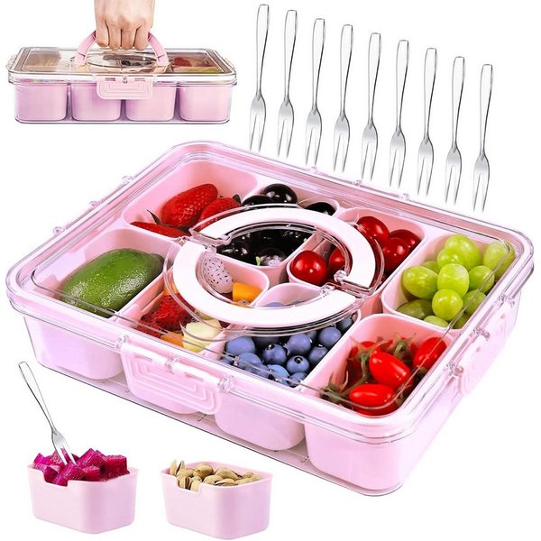 FELIXLEO Snackschale Snackbox mit 8 Fächern Deckel Gewürze Box, (1-tlg)